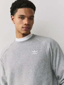 adidas Originals Grey Trefoil Essentials Crew Sweatshirt