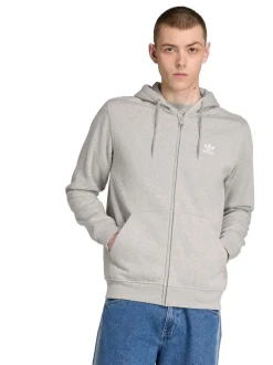 adidas Originals Grey Trefoil Essentials Full-Zip Hoodie
