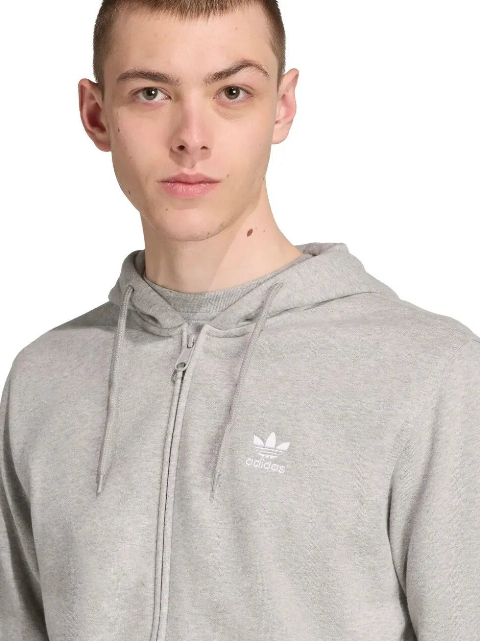 adidas Originals Grey Trefoil Essentials Full-Zip Hoodie
