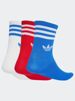 adidas Originals Light Red Crew 3-Stripes Crew Socks 3 Pairs