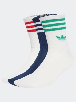 adidas Originals Off White Crew 3-Stripes Crew Socks 3 Pairs