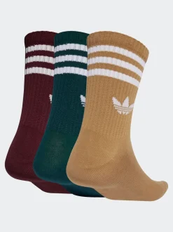 adidas Originals Red Crew 3-Stripes Crew Socks 3 Pairs