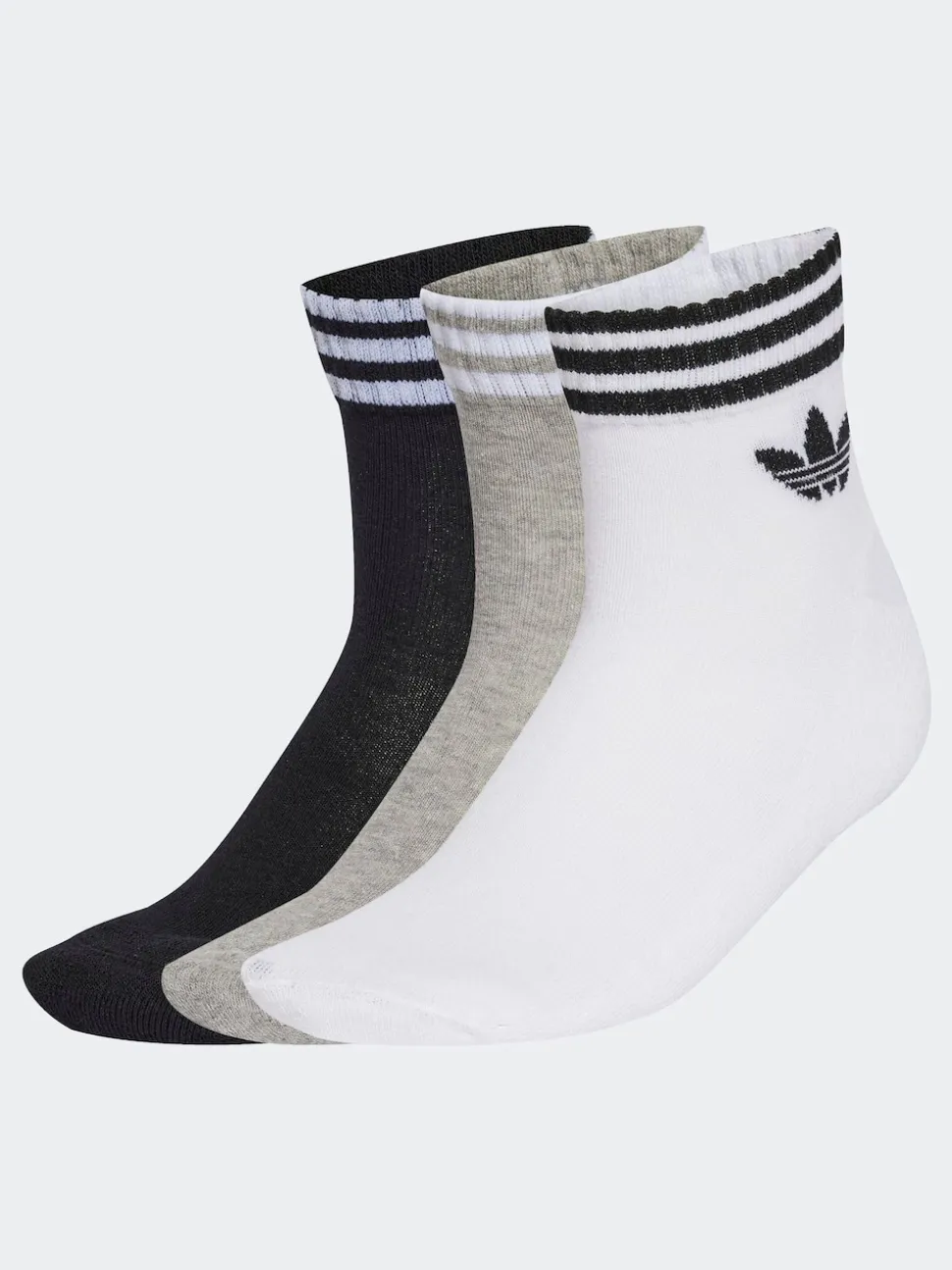 adidas Originals White Chrome Ankle 3-Stripes Crew Socks 3 Pairs