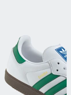 adidas Originals White/Green Samba Trainers