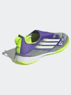 adidas Purple/Lime Kids F50 League Laceless Turf Boots