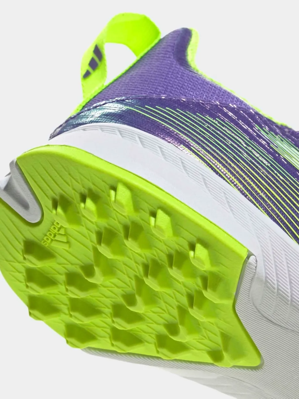 adidas Purple/Lime Kids F50 League Laceless Turf Boots