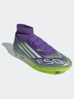 adidas Purple/White Adult F50 League Mid Firm Ground Boots
