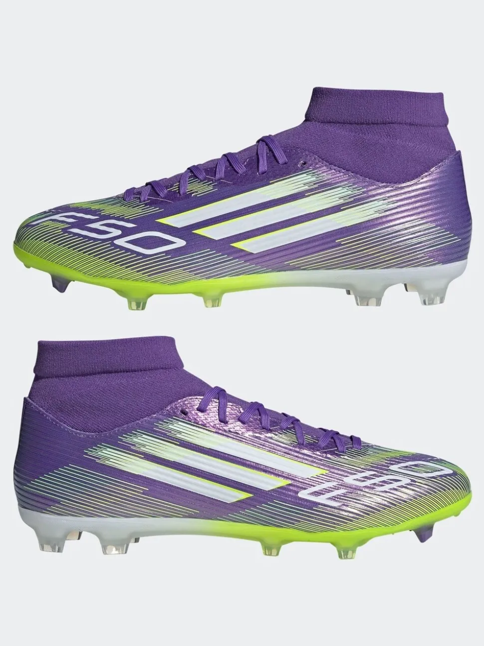adidas Purple/White Adult F50 League Mid Firm Ground Boots