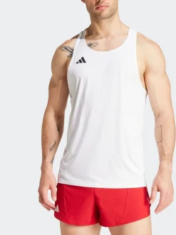 adidas White Adizero Essentials Running Tank Top