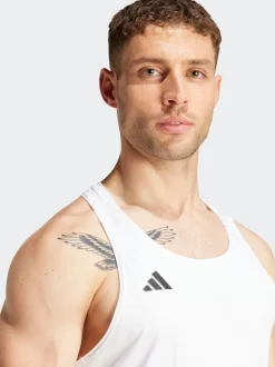 adidas White Adizero Essentials Running Tank Top