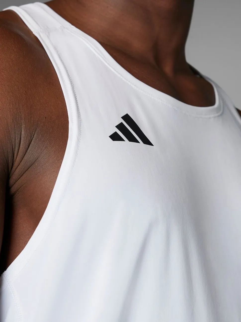 adidas White Adizero Essentials Running Tank Top
