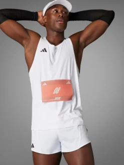 adidas White Adizero Essentials Running Tank Top