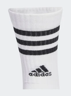 adidas White Ecru 3-Stripe Crew Length Socks 3 Pack