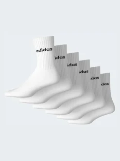 Adidas White Linear Crew Socks Cushioned Socks 6 Pack