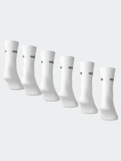 Adidas White Linear Crew Socks Cushioned Socks 6 Pack