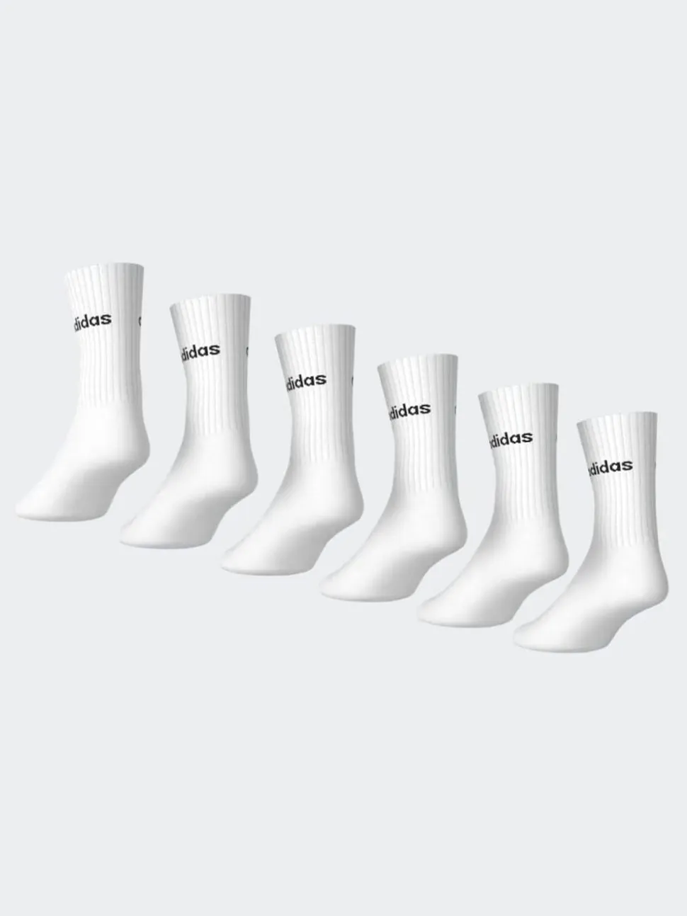 Adidas White Linear Crew Socks Cushioned Socks 6 Pack