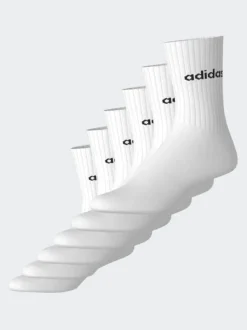 Adidas White Linear Crew Socks Cushioned Socks 6 Pack