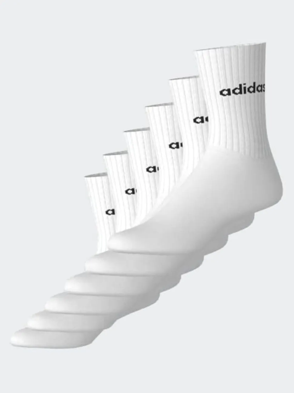 Adidas White Linear Crew Socks Cushioned Socks 6 Pack
