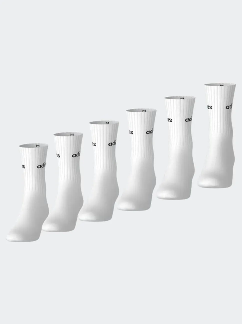 Adidas White Linear Crew Socks Cushioned Socks 6 Pack