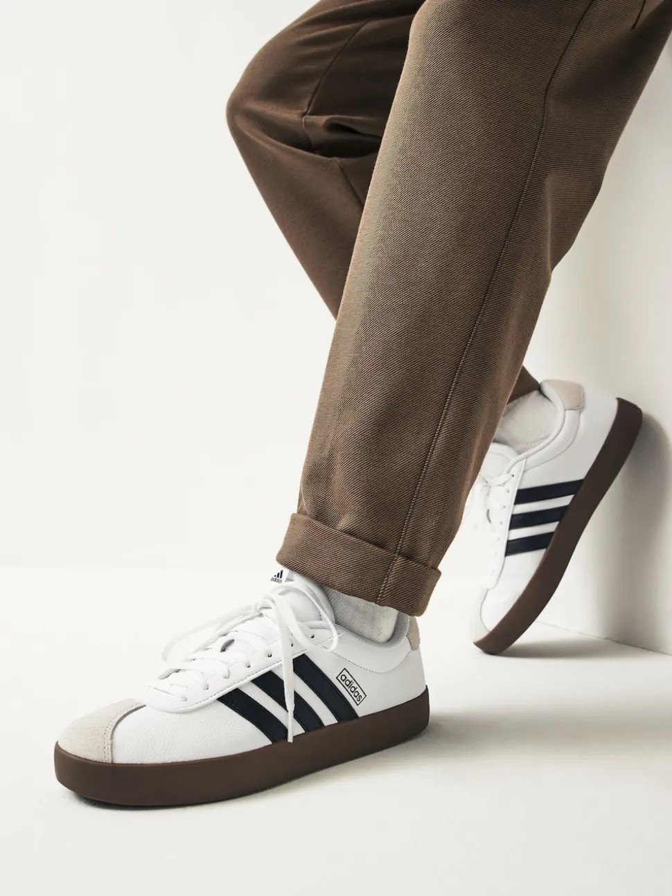 adidas White/Black VL Court Trainers