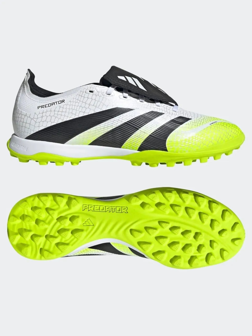 adidas White/Lemon Adult Predator League Fold-Over Tongue Turf Boots