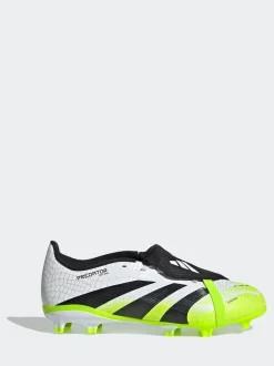 adidas White/Lemon Kids Predator League Fold-Over Tongue Firm/Multi Ground Boots