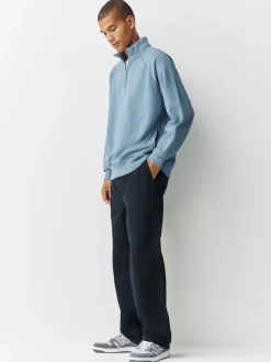 Airforce Blue Heavyweight Washed Quarter Zip Sweatshirt