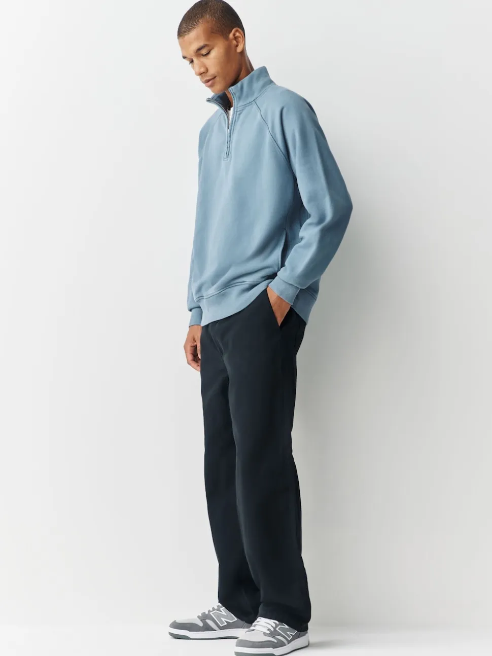 Airforce Blue Heavyweight Washed Quarter Zip Sweatshirt
