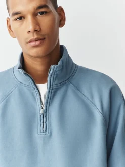 Airforce Blue Heavyweight Washed Quarter Zip Sweatshirt