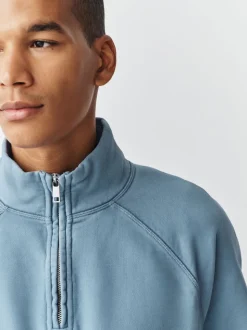 Airforce Blue Heavyweight Washed Quarter Zip Sweatshirt