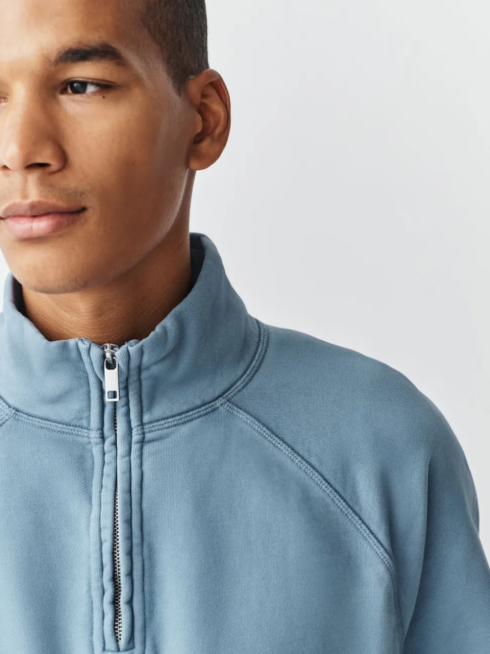 Airforce Blue Heavyweight Washed Quarter Zip Sweatshirt