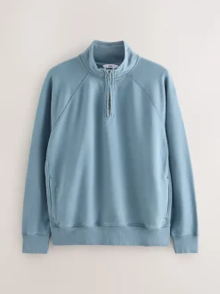 Airforce Blue Heavyweight Washed Quarter Zip Sweatshirt