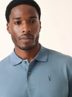 Airforce Blue Regular Fit Short Sleeve Pique Polo Shirt