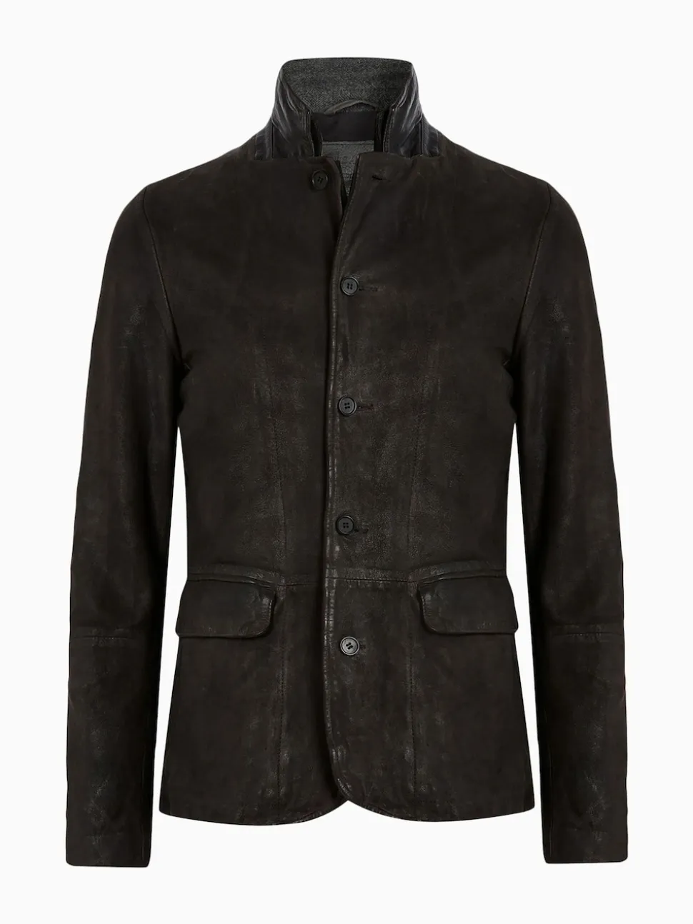 AllSaints Anthracite Grey Survey Grey Double Layered Suede Leather Blazer