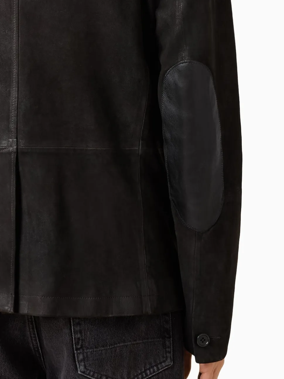 AllSaints Anthracite Grey Survey Grey Double Layered Suede Leather Blazer