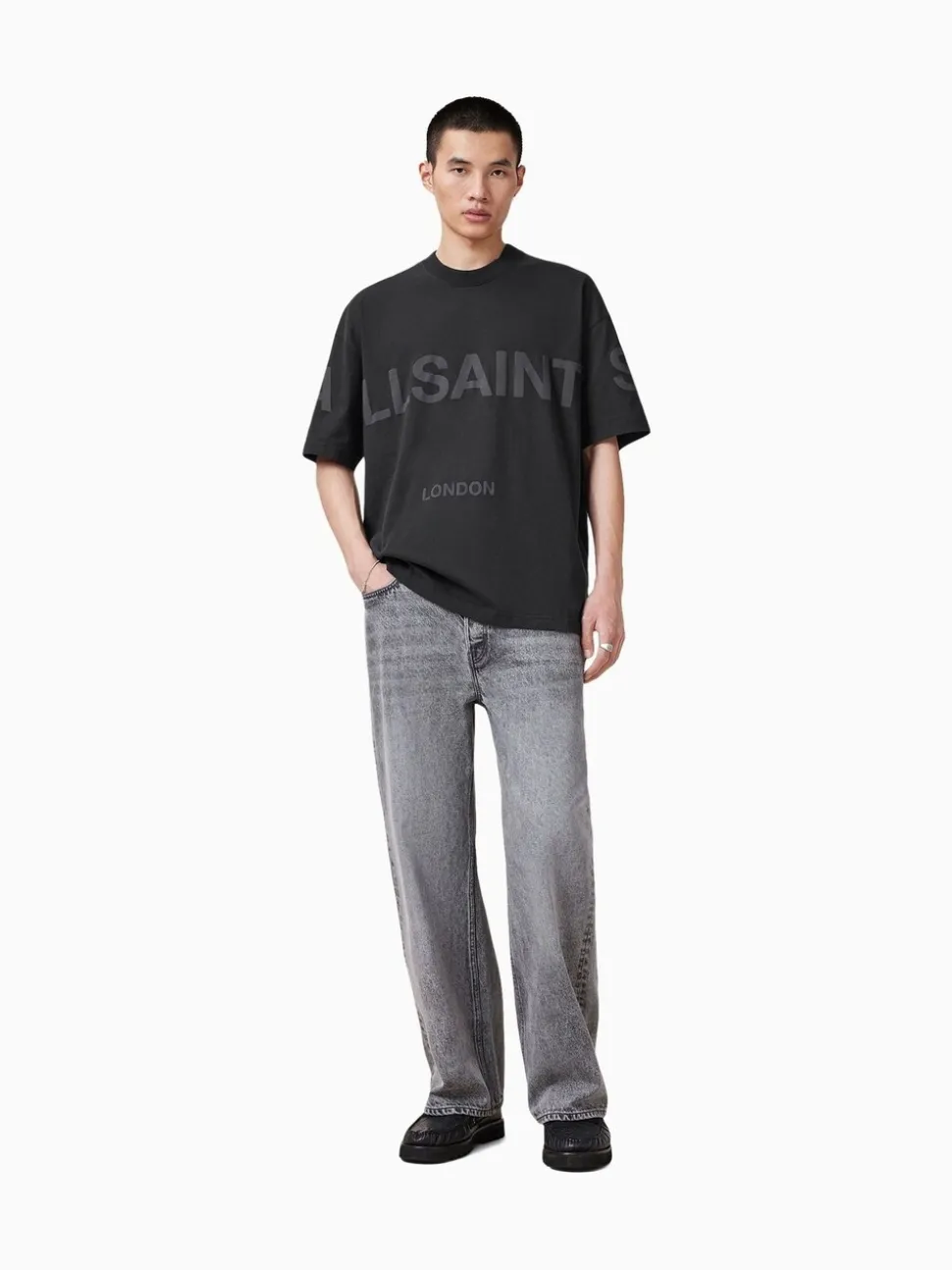 AllSaints Black Biggy Short Sleeve Crew T-Shirt