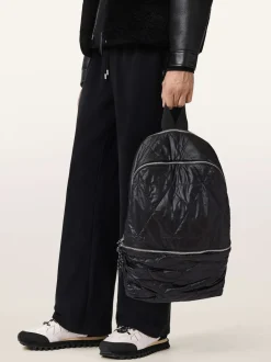 AllSaints Black Finn Quilt Backpack
