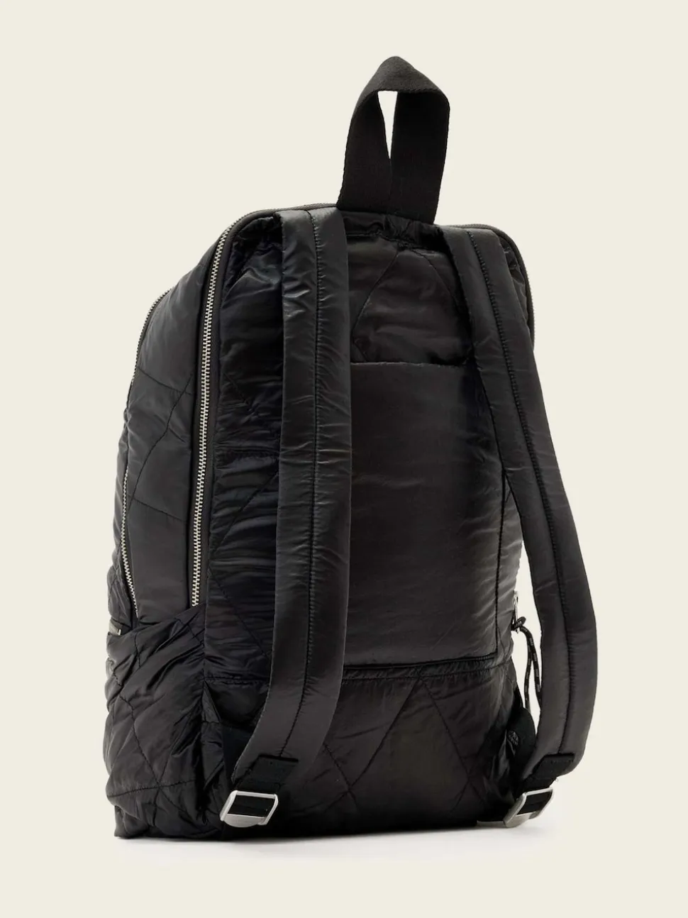 AllSaints Black Finn Quilt Backpack
