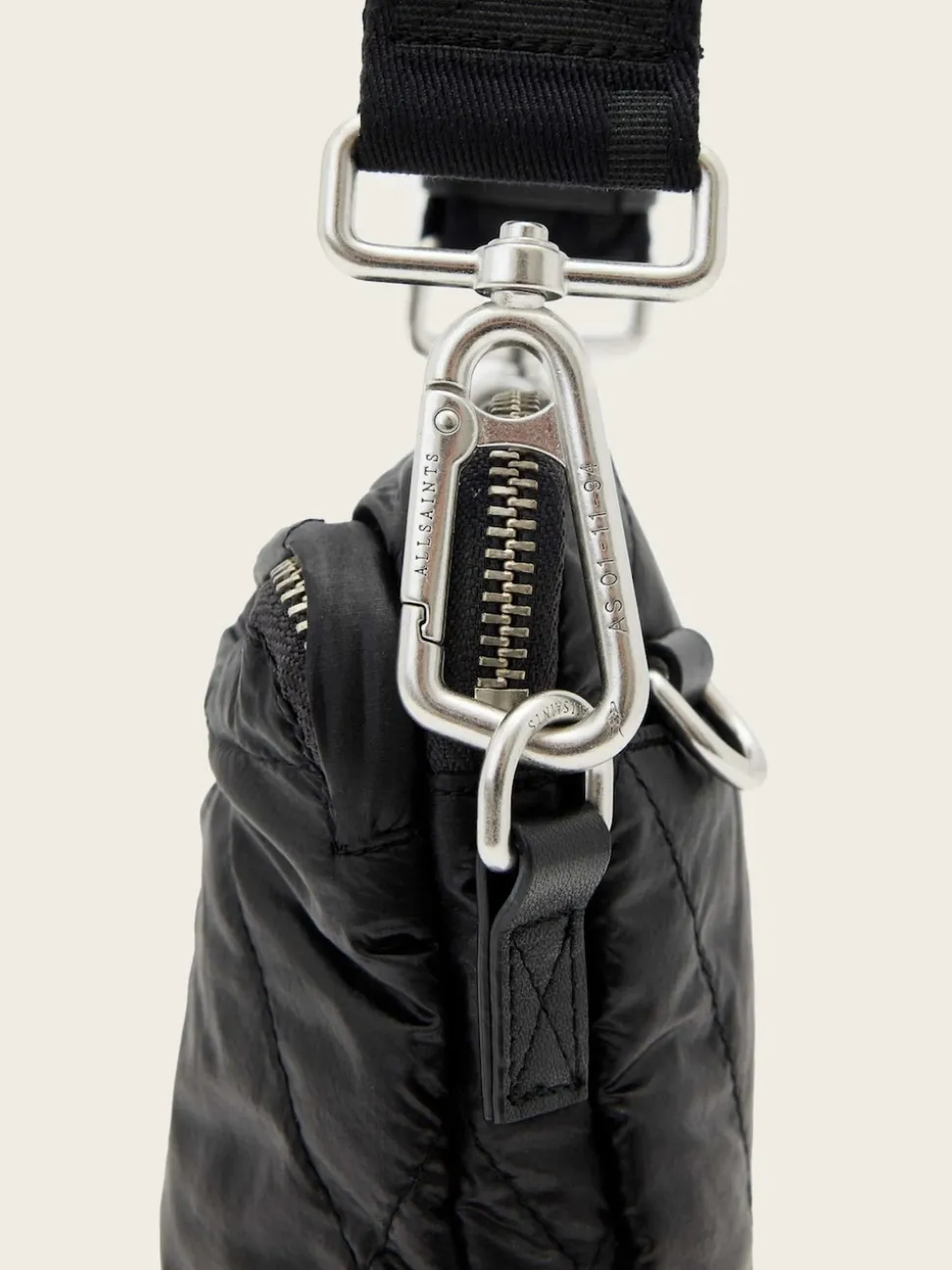 AllSaints Black Haven Quilt Pouch