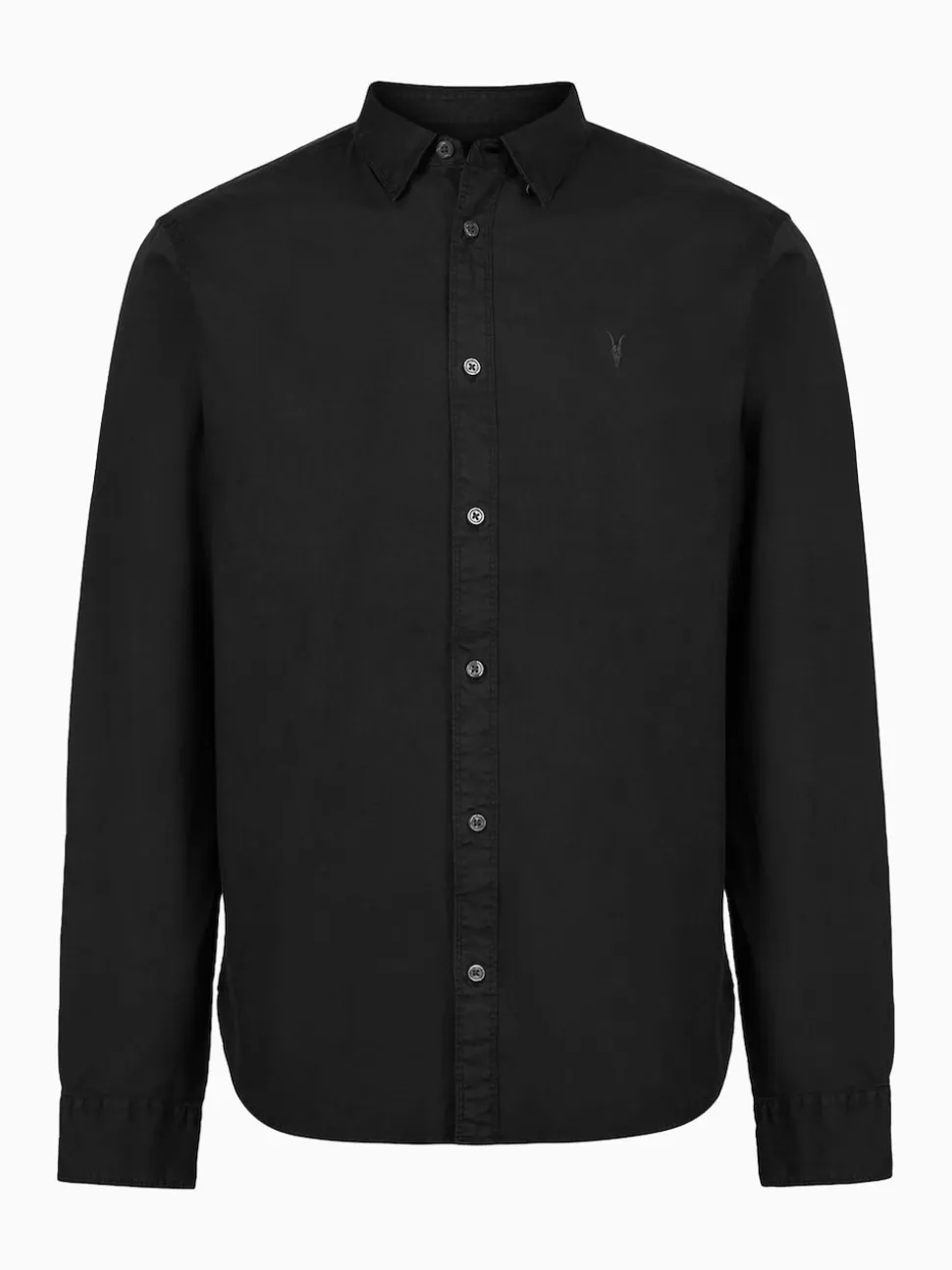 AllSaints Black Hawthorne Black Long Sleeve Button Up Shirt