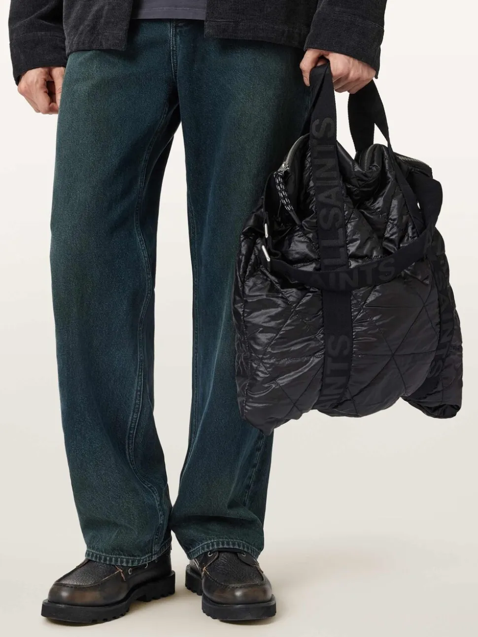 AllSaints Black Kei Quilt Backpack
