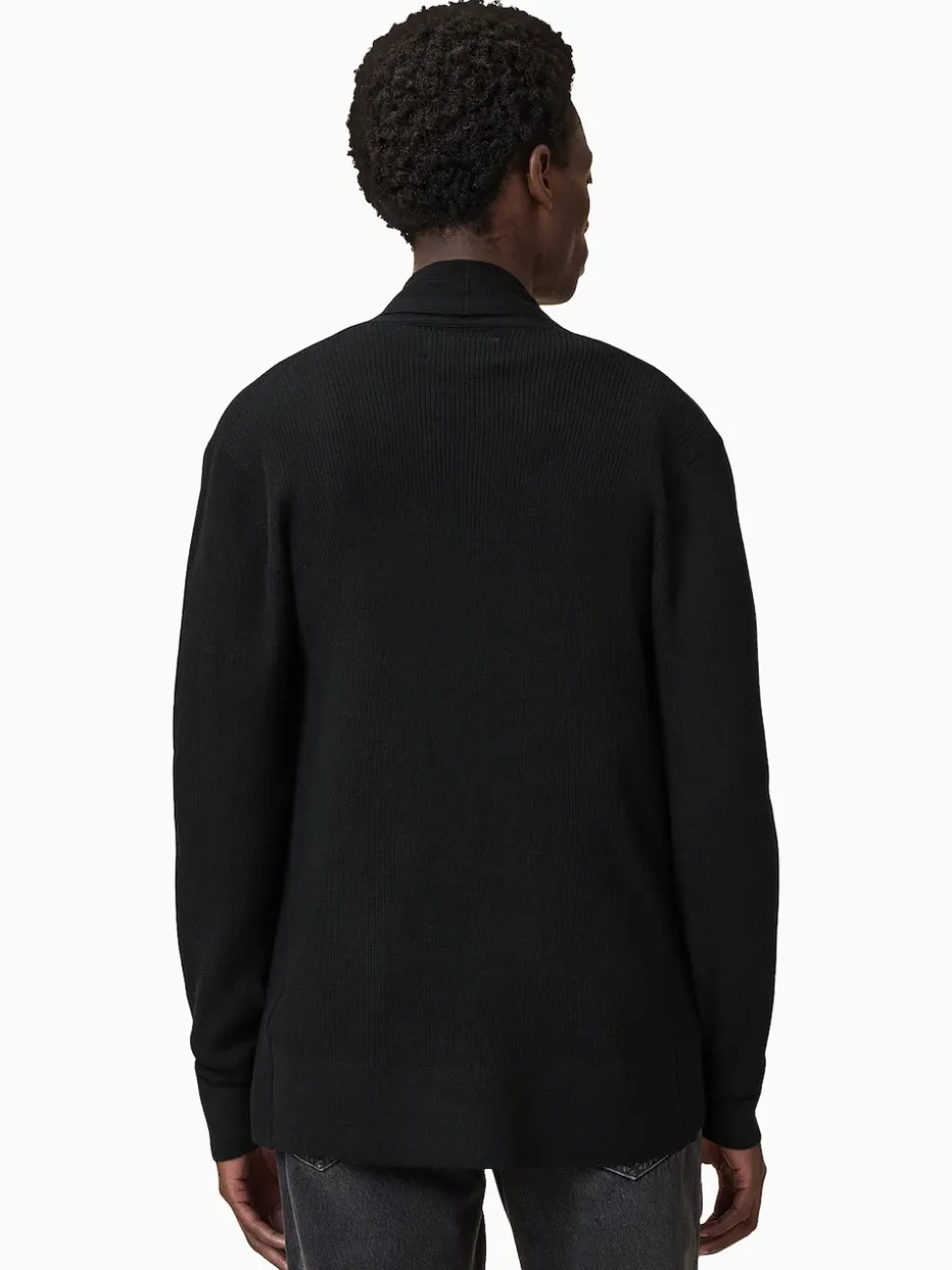 AllSaints Black Mode Merino Wool Open Cardigan