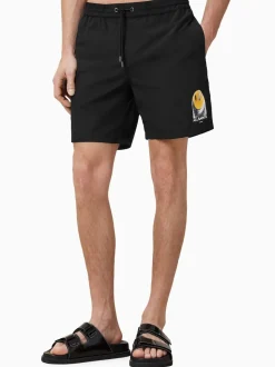 AllSaints Black Party Wave Swim Shorts