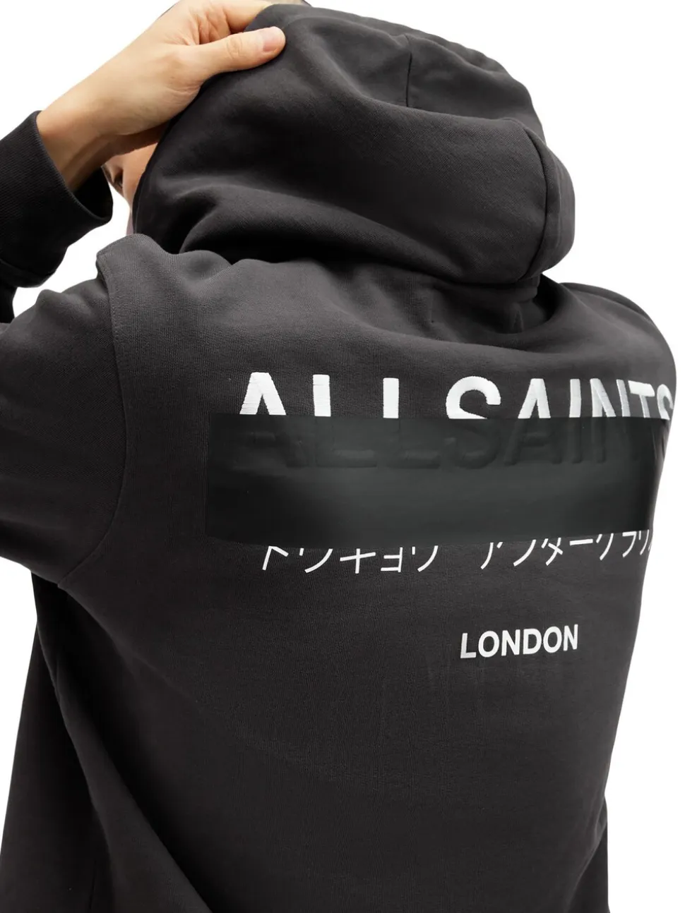 AllSaints Black Redact Black Pullover Hoody