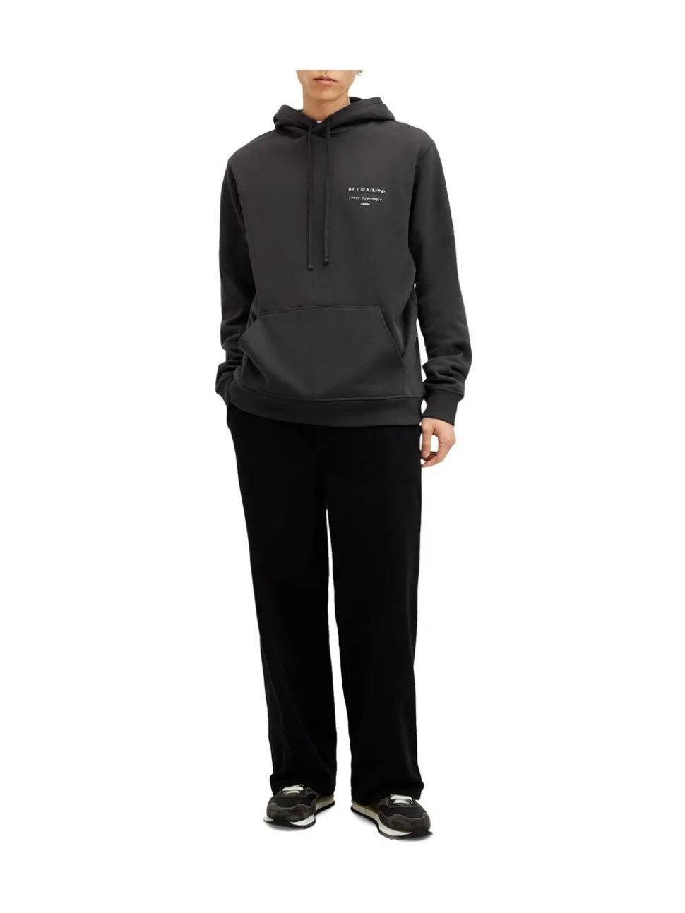 AllSaints Black Redact Black Pullover Hoody
