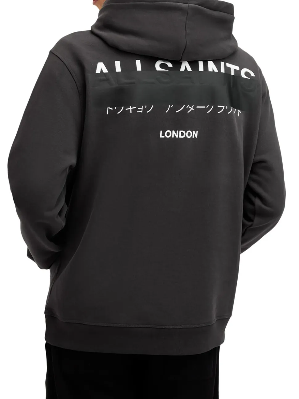 AllSaints Black Redact Black Pullover Hoody