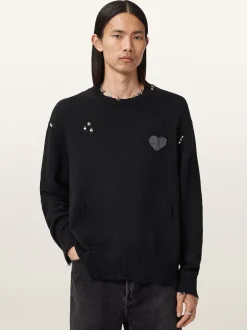 AllSaints Black Theo Crew Neck Jumper