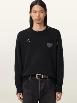 AllSaints Black Theo Crew Neck Jumper