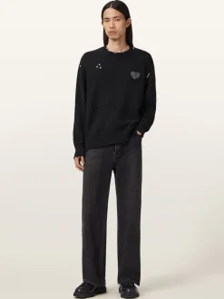 AllSaints Black Theo Crew Neck Jumper