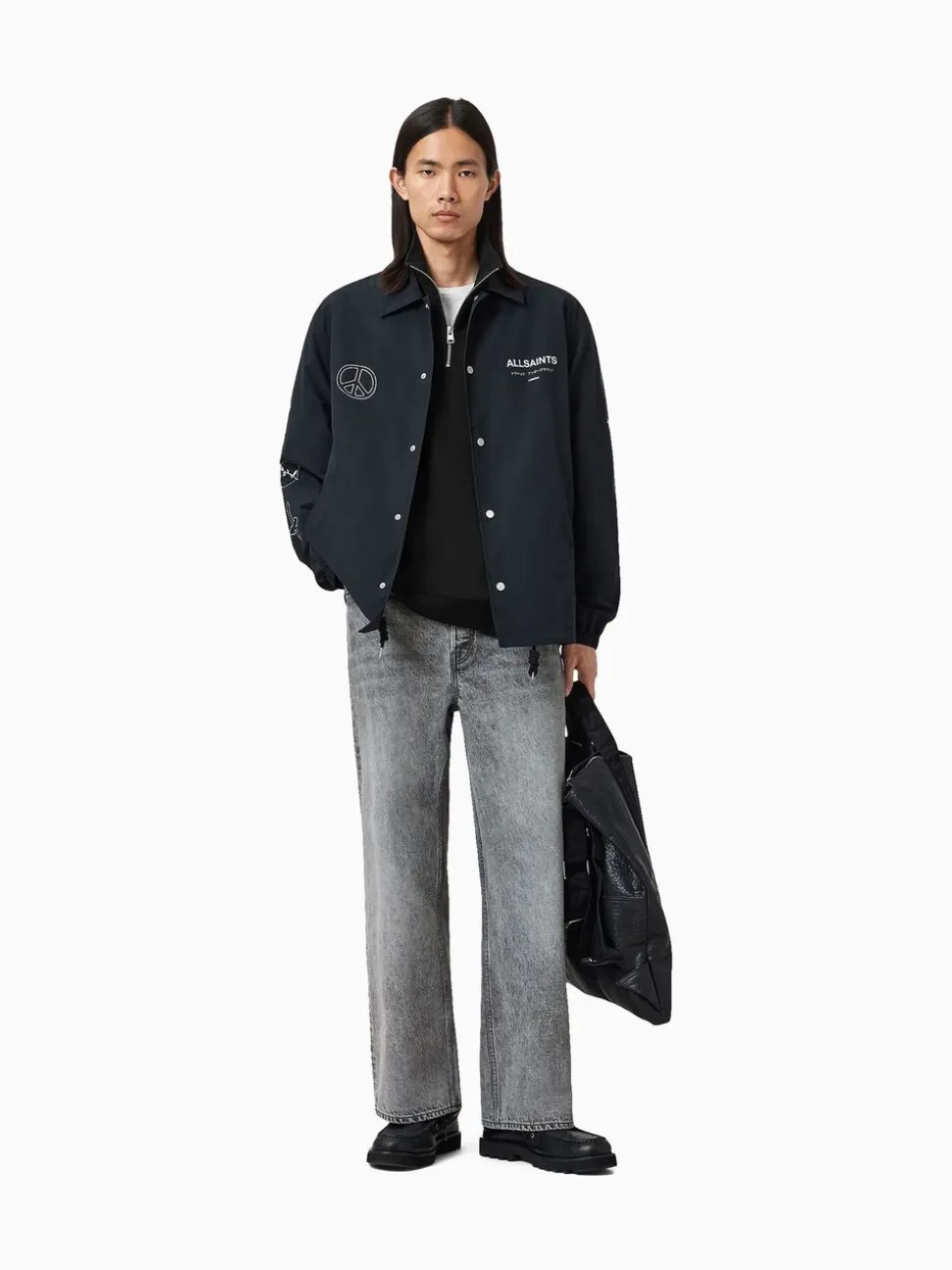 AllSaints Black Underground Half Zip Sweatshirt